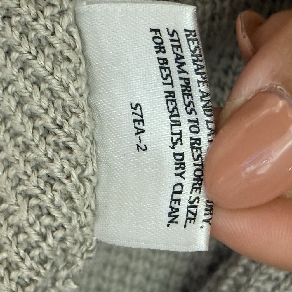 EILEEN FISHER Cardigan Petite PM Linen Open Knit Open Front Long Sleeve Beige - Picture 6 of 13